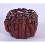 A JAPANESE BOXWOOD BASKET NETSUKE. 4 cm x 3 cm.