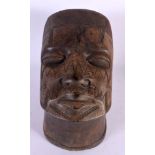 A TRIBAL CARVED AFRICAN SCARIFIED BUST OF A MALE. 21 cm x 11 cm.