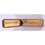 AN ANTIQUE 18CT GOLD AND DIAMOND HORSE SHOE STICK PIN. 3 grams. 7 cm x 1.5 cm.