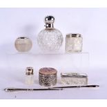 ANTIQUE SILVER TOPPED DRESSING TABLE JARS etc. Birmingham 1903, 1946, London 1898 etc. 1258 grams ov