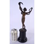 A 1920S BRONZE FIGURE OF A NUDE FEMALE WITH SNAKE by Opitz. 36 cm high.