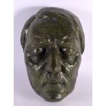 A CONTEMPORARY BRONZE ADOLF HITLER DEATH MASK. 24 cm x 15 cm.