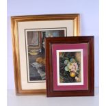 A FRAMED OIL ON BOARD STILL LIFE by L Bereso C1960, together with another fruit painting. Largest 44