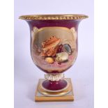 Early 19th century Flight Barr and Barr vase fine painted with shells on a claret ground probably by