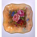 Royal Worcester dish painted with flowers by J. Freeman, signed, date mark 1935. 12cm wide