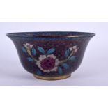 AN EARLY 20TH CENTURY JAPANESE MEIJI PERIOD PLIQUE A JOUR ENAMEL BOWL decorated with foliage. 12 cm