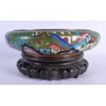 A LARGE LATE 19TH CENTURY CHINESE CLOISONNE ENAMEL CENSER Late Qing, decorated with landscapes. 28 c