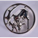 A SILVER DEER BROOCH. 8.8 grams. 3.25 cm wide.