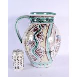 A LARGE MID CENTURY EUROPEAN FAIENCE GLAZED POTTERY JUG possibly by a London based Italian potter, d