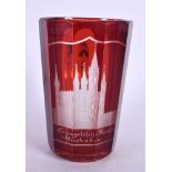 A BOHEMIAN ENGRAVED RUBY GLASS GOBLET. 12 cm high.