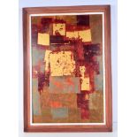 A LARGE FRAMED ABSTRACT MIXED MEDIA. 74 cm x 49 cm.