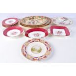 A collection of 19th Stafoordshire platters together with Coalport plates etc