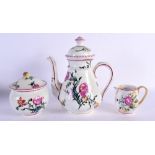 A FRENCH GIEN PORCELAIN TEASET. Largest 18 cm x 14 cm. (3)