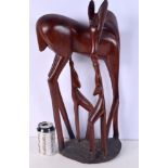 AN AFRICAN CARVED HARDWOOD TRIBAL ANTELOPE. 52 cm x 30 cm.