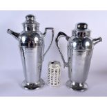 TWO CHROME COCKTAIL SHAKERS. 34 cm high. (2)