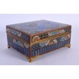 AN EARLY 20TH CENTURY JAPANESE MEIJI PERIOD CLOISONNE ENAMEL CASKET decorated with birds amongst fol