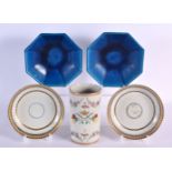 A PAIR OF 18TH CENTURY CHINESE EXPORT PORCELAIN SAUCERS Qianlong, together with a pair of blue cense