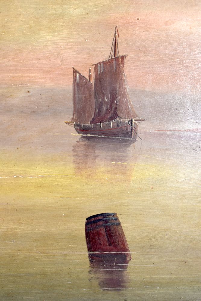 Edward King Redmore (C1860) Pair, Oil on Board, Junks at sea. 78 cm x 58 cm. - Image 7 of 8