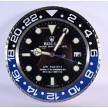 A ROLEX SHOP DISPLAY ADVERTISING WALL CLOCK. 33 cm diameter.