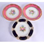 Royal Crown Derby plate with rose pompadour border painted with flowers by A. Gregory, signed, date