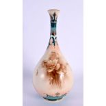 19th century Hadley Worcester Art Nouveaux tear drop shaped vase painted in sepia with flowers under