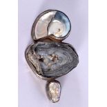 A MODERNIST SILVER PEARL AND CRYSTAL BROOCH. 84 grams. 8 cm x 4.75 cm.