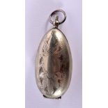 AN ANTIQUE SILVER PLATED PEAR DROP SOVEREIGN & ½ CASE. 6.5 cm x 3 cm.