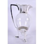 A LARGE CHRISTOPHER DRESSER STYLE GLASS CLARET JUG. 26 cm x 15 cm.