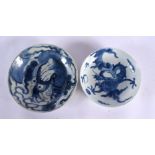 TWO 18TH CENTURY CHINESE BLUE AND WHITE PORCELAIN DISHES Qianlong, possibly Vietnamese market. Large