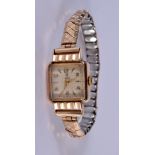 A VINTAGE LADIES GOLD TUDOR WATCH WITH EXPANDING STRAP. 1.9cm incl crown