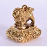 A GILT METAL LION LETTER SEAL. 30 grams. 3 cm x 2.75 cm.