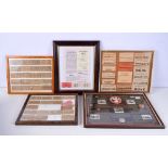 A collection of framed railway related collections coins and tickets (5)