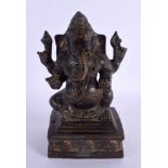 AN INDIAN BRONZE FIGURE OF GANESHA. 18 cm x 10 cm.