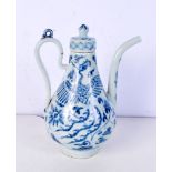 A Chinese porcelain blue and white ewer decorated with phoenix 23 cm