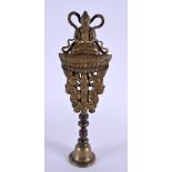 AN 18TH CENTURY CHINESE TIBETAN BRONZE STUPA TYPE BUDDHIST ORNAMENT Qing. 21 cm x 6.75 cm.