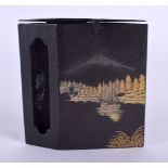 A LATE 19TH CENTURY JAPANESE MEIJI PERIOD MIXED METAL MATCH BOX HOLDER by Oguri Nara Su, decorated w