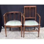Two Mackintosh upholstered wooden chairs largest 93 x 54 x51 cm