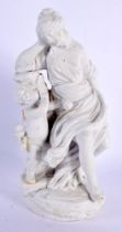 A RARE MID 18TH CENTURY EUROPEAN WHITE GLAZED PORCELAIN FIGURE possibly Mennecy, depicting a female