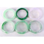 SIX CHINESE JADE RINGS 20th Century. 16 grams. O to R. (6)