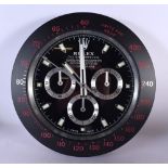 A ROLEX SHOP DISPLAY ADVERTISING WALL CLOCK. 33 cm diameter.