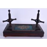 A LOVELY RARE 19TH CENTURY ROSEWOOD BEADWORK RISING PRESS decorated with suits of cards. 24 cm x 16