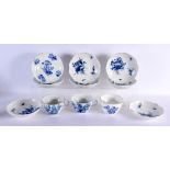 A GROUP OF MEISSEN BLUE AND WHITE CUPS AND SAUCERS. (qty)