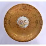 Royal Worcester superb plate with acid etched gilt the centre painted with a Teal, titled verso, by