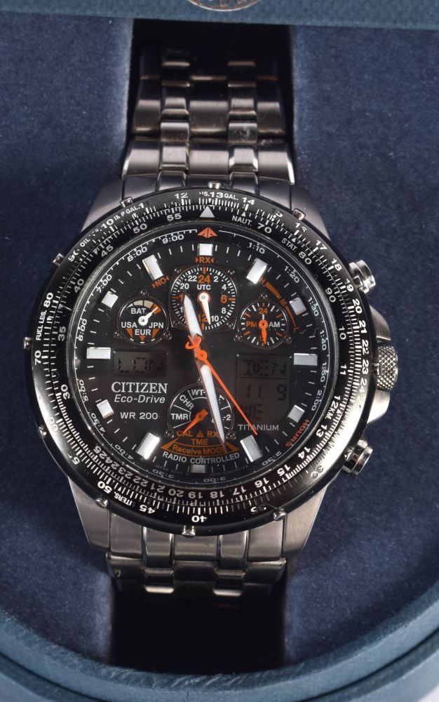 A BOXED MEN'S CITIZEN ECO-DRIVE JY0000-53E SKYHAWK A-T STAINLESS WRISTWATCH WITH PAPERS. 4.8cm incl - Image 2 of 4