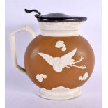 A RARE BROWNFIELD & CO AESTHETIC MOVEMENT POTTERY EWER. 21 cm x 15 cm.