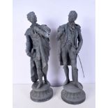 A pair of spelter statues after Philippe Poitevin 59 cm (2).