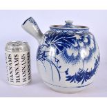 A 19TH CENTURY JAPANESE MEIJI PERIOD BLUE AND WHITE TEAPOT AND COVER painted with floral sprigs. 18