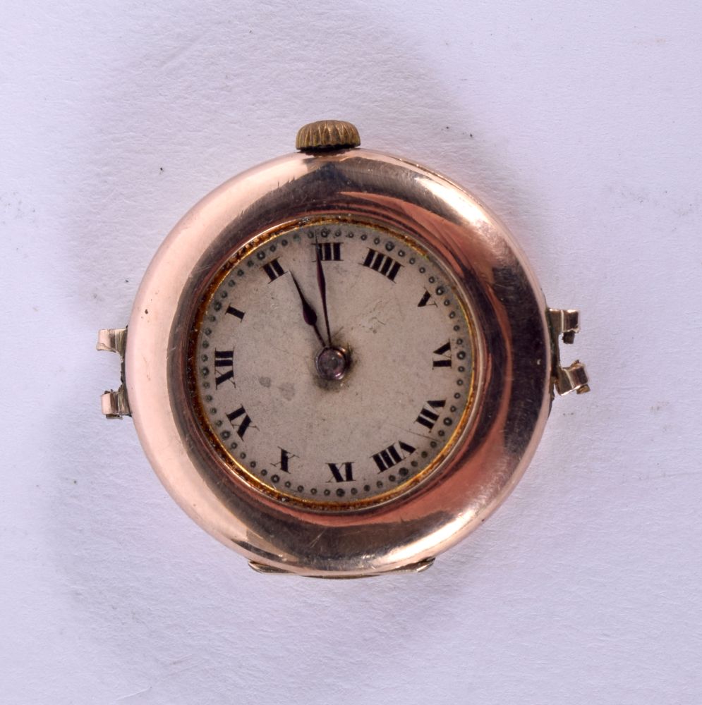 A 9CT GOLD ROLEX MOVEMENT WATCH. 14 grams. 3 cm wide inc crown.