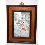 A framed Chinese porcelain panel 35 x 22 cm.