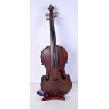 A cased Violin with a William Fraser Duns 1900 label 63 cm.